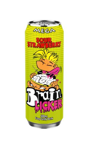 Brain Licker Fizzy Candy Drink Sour Strawberry 500ML